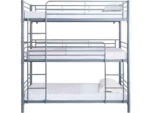 Beliche triplo de metal "HAVIN" - 90 x 190 cm - Cinza