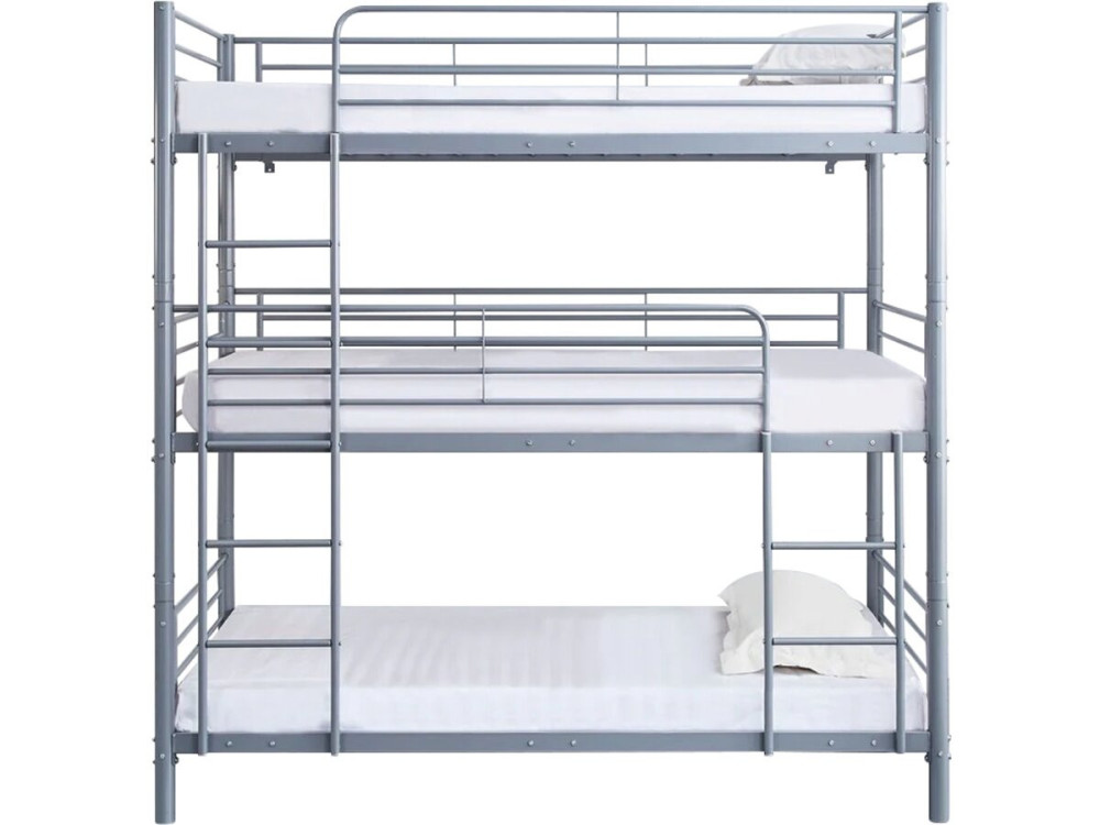 Beliche triplo de metal "HAVIN" - 90 x 190 cm - Cinza