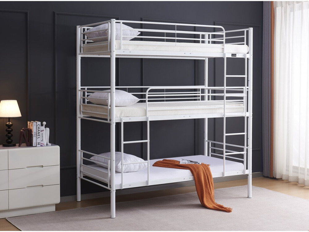 Beliche triplo em metal "Havin" - 90 x 190 cm - Branco