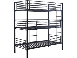Beliche triplo de metal "HAVIN" - 90 x 190 cm - Preto