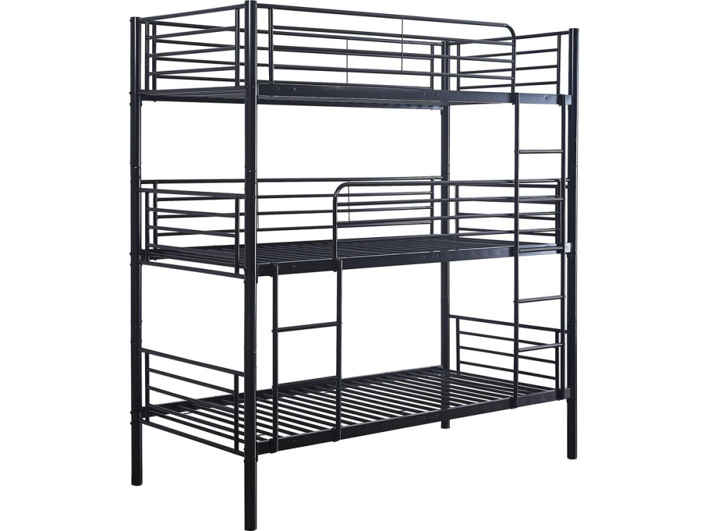 Beliche triplo de metal "HAVIN" - 90 x 190 cm - Preto