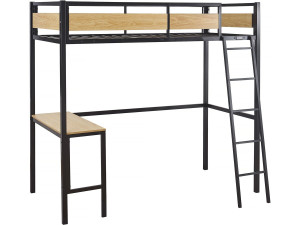 Cama mezanino “Ethan” com mesa - 90 x 190 cm - Preto