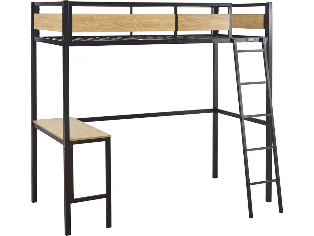 Cama mezanino “Ethan” com mesa - 90 x 190 cm - Preto