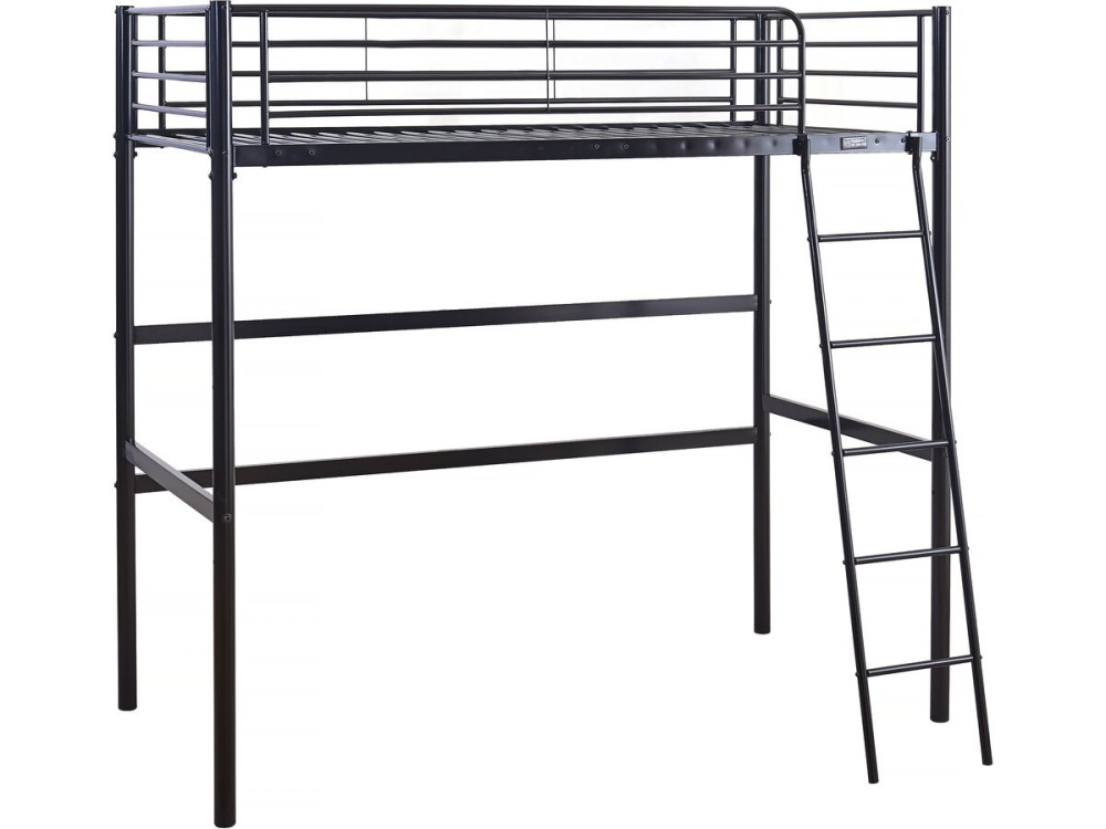Cama alta de metal "Alora" - 90 x 190 cm - Preto