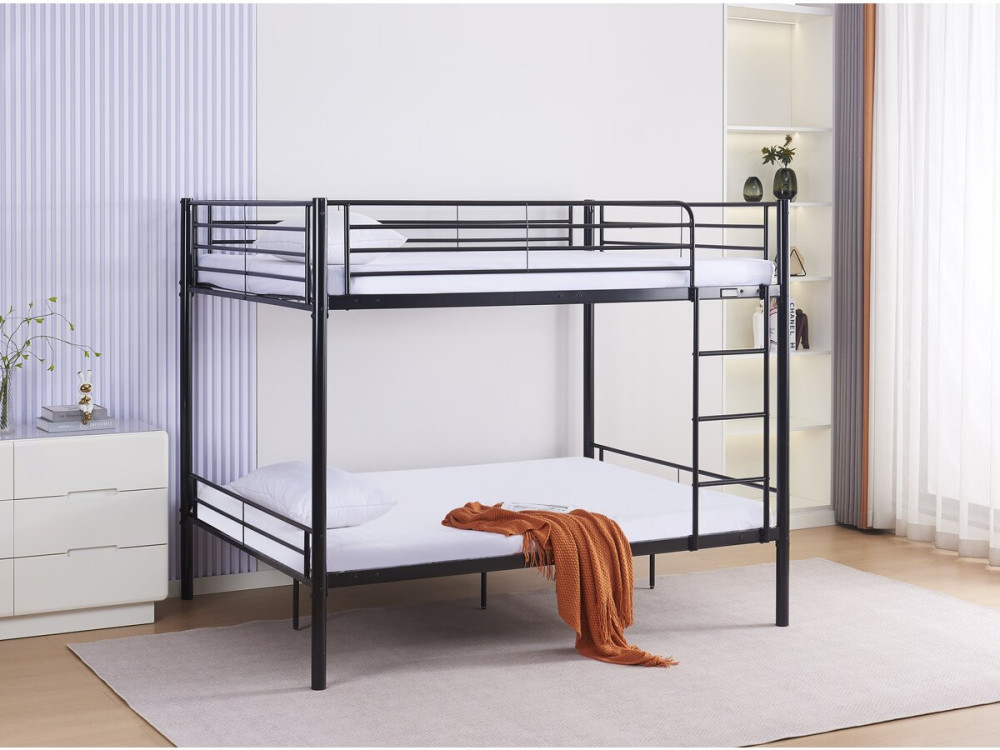 Beliche duplo "Adam" - Box spring incluído - 140 x 190 cm - Preto