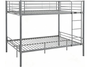 Cama de beliche dupla "Adam" com estrado de molas - 140 x 190 cm - Cinzento