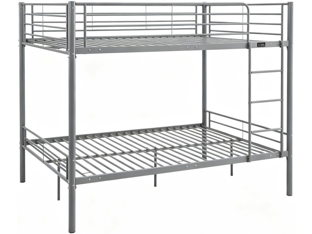 Cama de beliche dupla "Adam" com estrado de molas - 140 x 190 cm - Cinzento