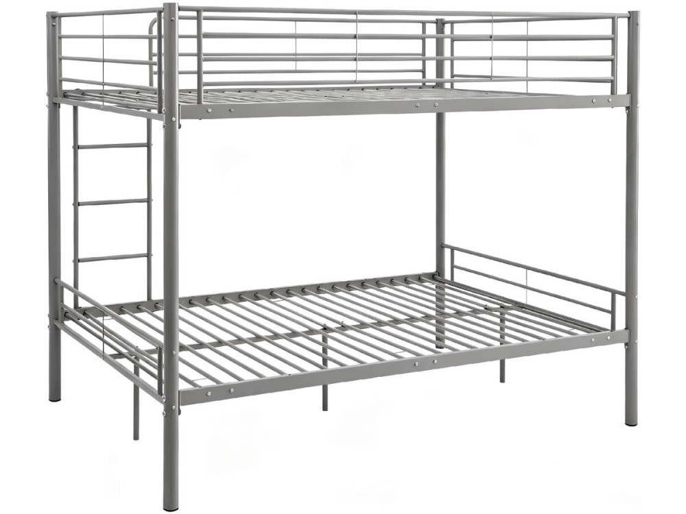 Cama de beliche dupla "Adam" com estrado de molas - 140 x 190 cm - Cinzento