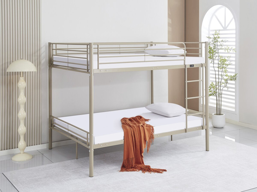 Cama de beliche dupla "Adam" com estrado de molas - 140 x 190 cm - Taupe