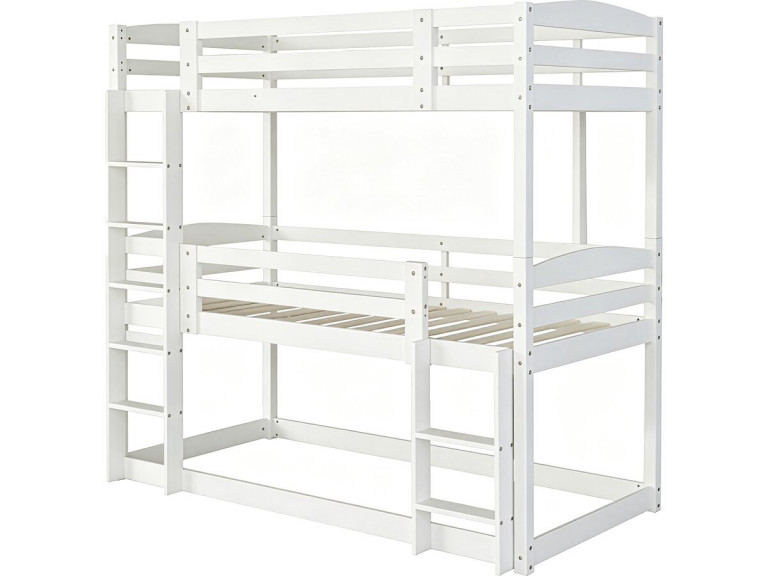 Cama de beliche em madeira com escada «Sephora» - 90 x 190 cm - Branco