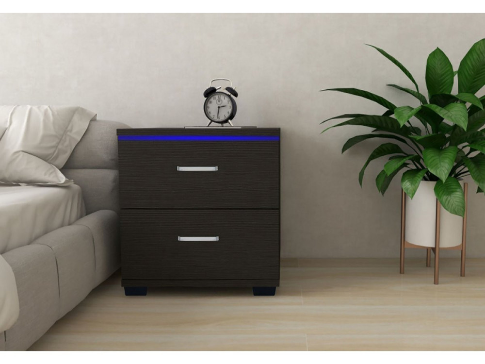 Mesa de cabeceira LED "Karina" - 41 x 38 x 41,5 cm - Preto