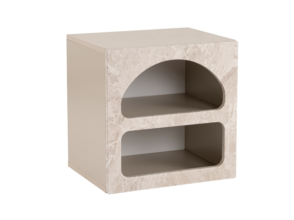 Mesa de cabeceira de madeira "Lorin" 50 x 40 x 50 cm - mármore travertino