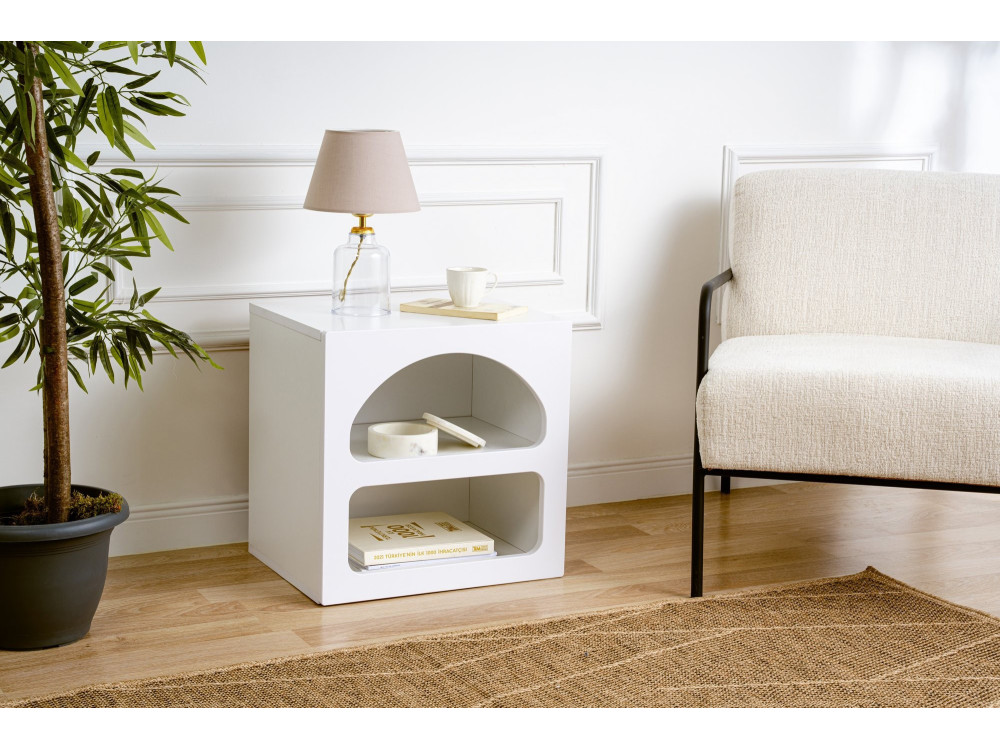 Mesa de cabeceira de madeira "Lorin" 50 x 40 x 50 cm - Branco