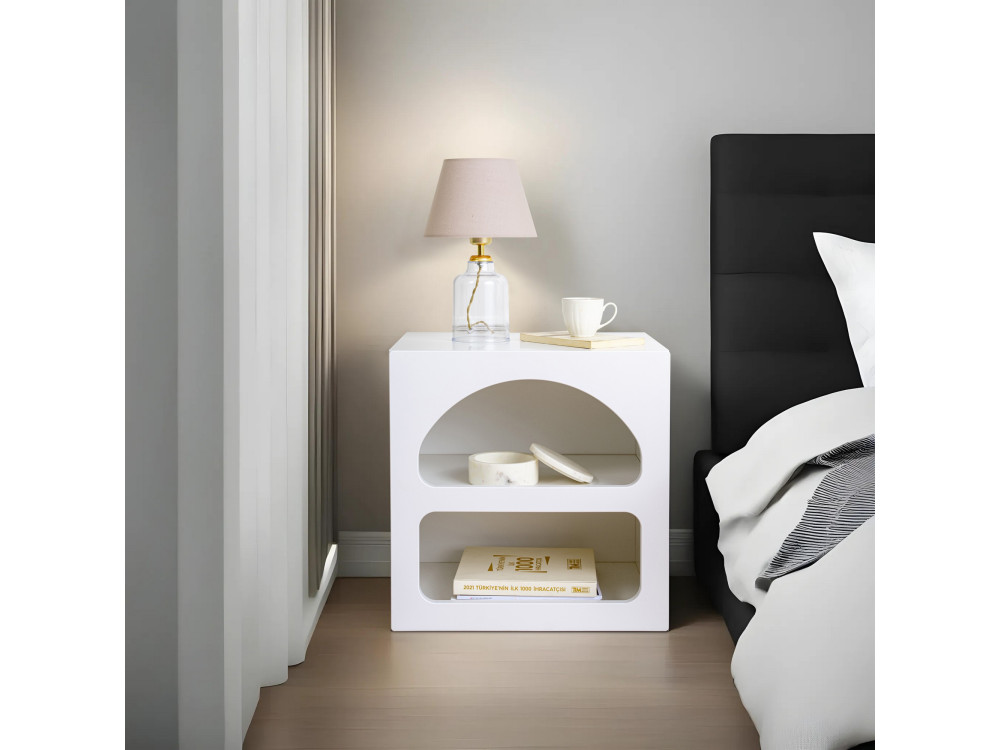 Mesa de cabeceira de madeira "Lorin" 50 x 40 x 50 cm - Branco