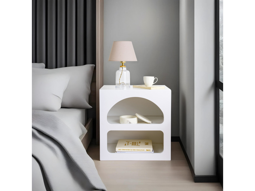 Mesa de cabeceira de madeira "Lorin" 50 x 40 x 50 cm - Branco