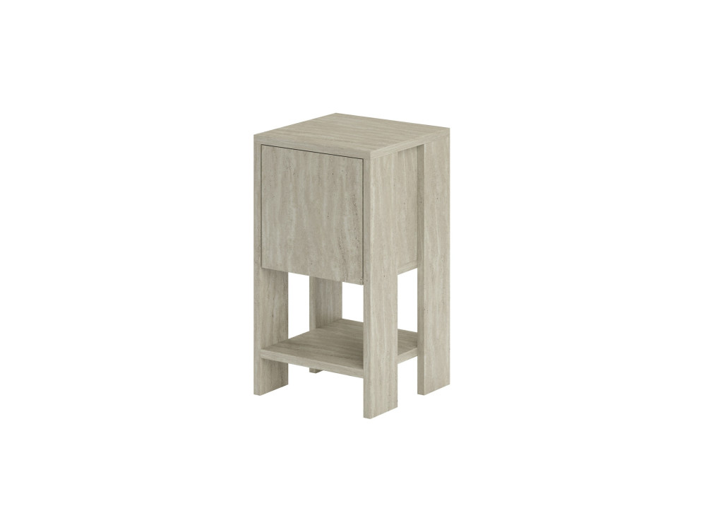 Mesa de cabeceira de madeira "Ema" - 30 x 30 x 55 cm - Travertino