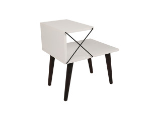 Mesa de cabeceira de madeira "Cross" 50 x 40 x 55 cm - Branco