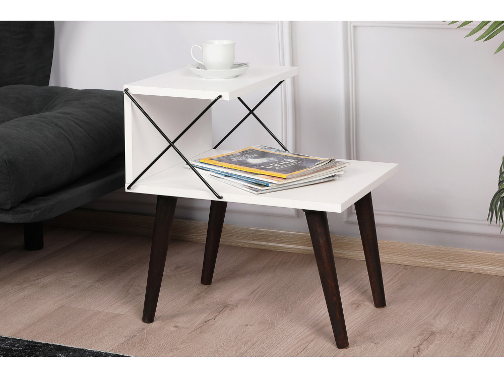 Mesa de cabeceira de madeira "Cross" 50 x 40 x 55 cm - Branco
