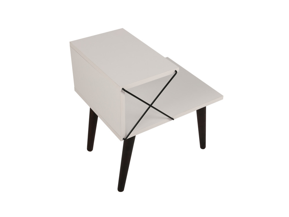 Mesa de cabeceira de madeira "Cross" 50 x 40 x 55 cm - Branco
