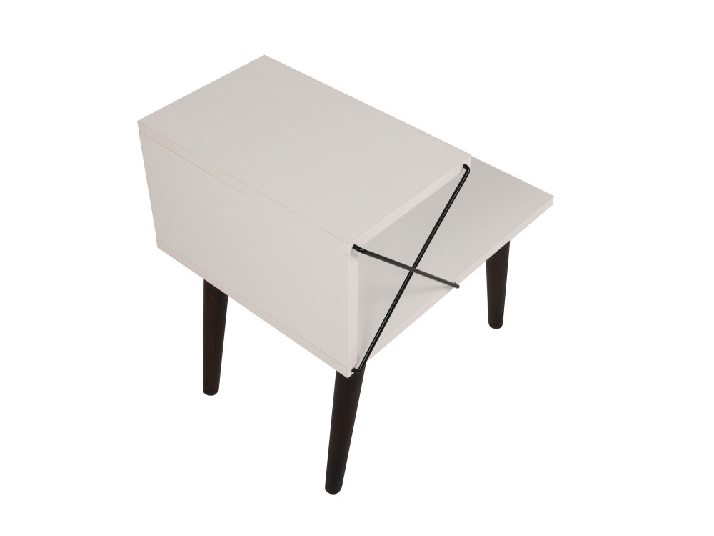 Mesa de cabeceira de madeira "Cross" 50 x 40 x 55 cm - Branco