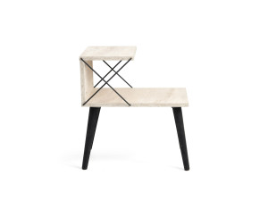 Mesa de cabeceira de madeira "Cross" 50 x 40 x 55 cm - Travertino