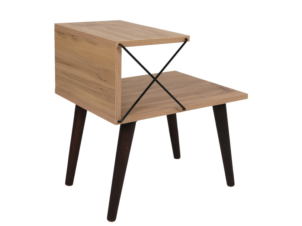 Mesa de cabeceira de madeira "Cross" 50 x 40 x 55 cm - Pinho