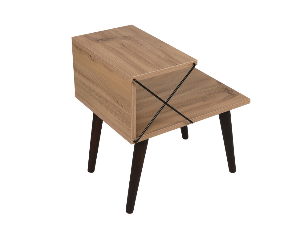 Mesa de cabeceira de madeira "Cross" 50 x 40 x 55 cm - Pinho