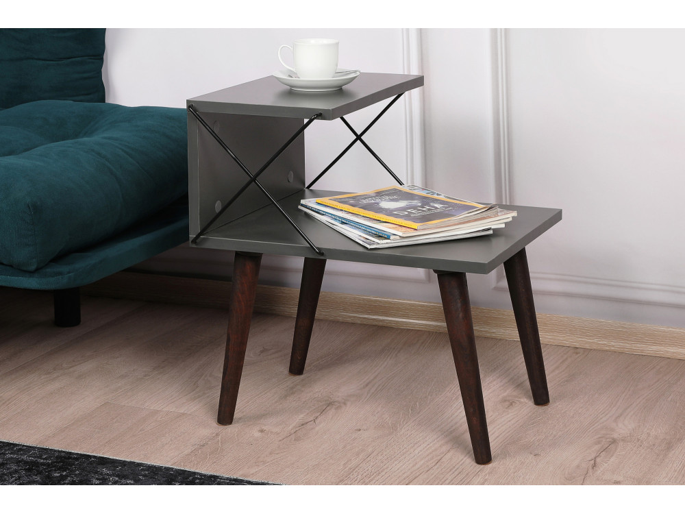 Mesa de cabeceira de madeira "Cross" 50 x 40 x 55 cm - Antracite