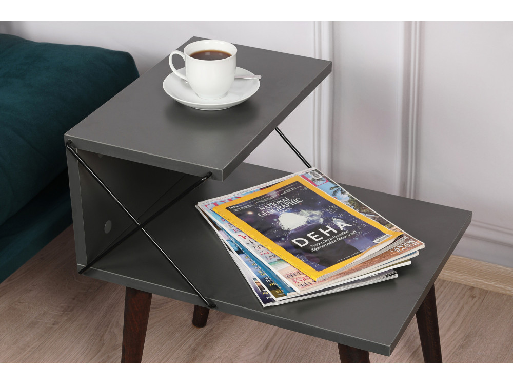 Mesa de cabeceira de madeira "Cross" 50 x 40 x 55 cm - Antracite