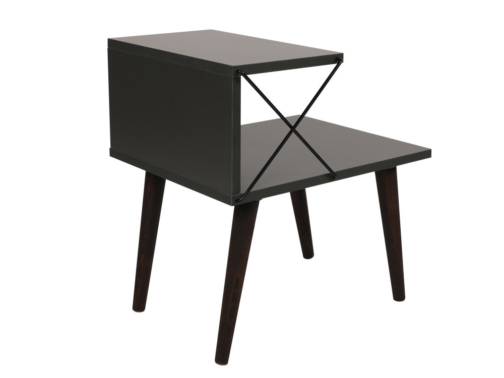 Mesa de cabeceira de madeira "Cross" 50 x 40 x 55 cm - Antracite