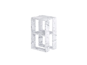 Mesa de cabeceira de madeira "Lonie" 30 x 30 x 55 cm - mármore de Carrara