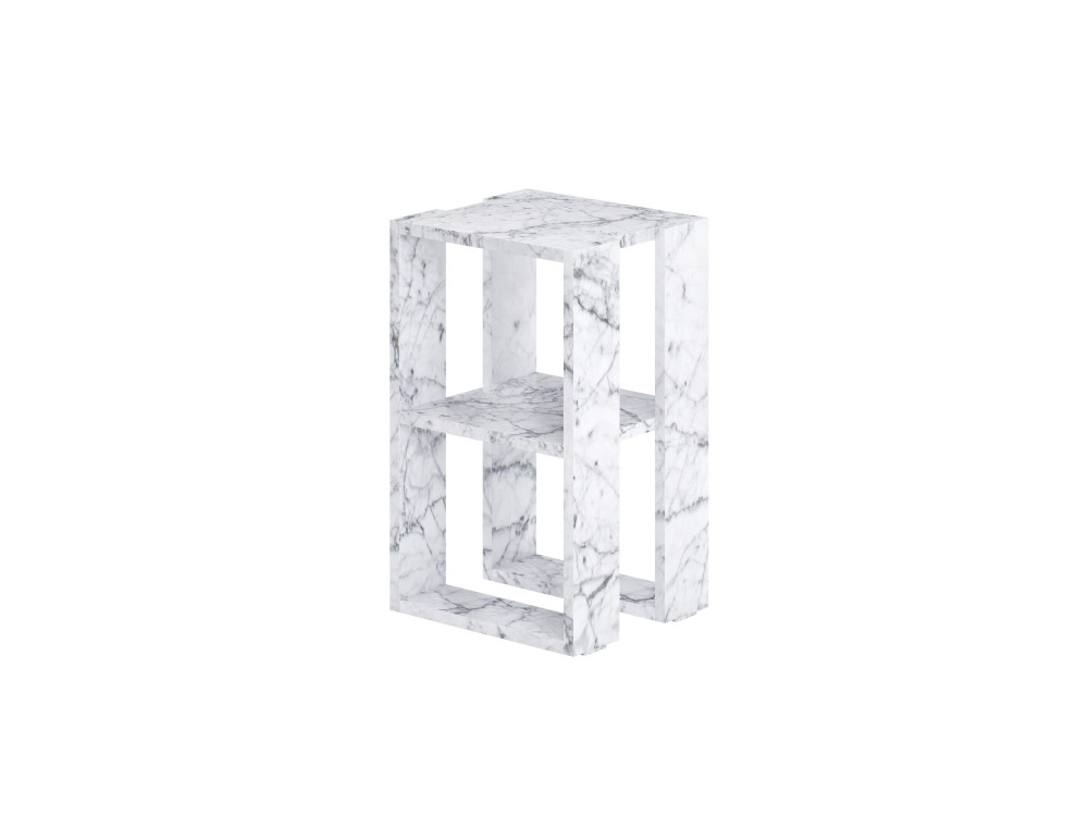 Mesa de cabeceira de madeira "Lonie" 30 x 30 x 55 cm - mármore de Carrara
