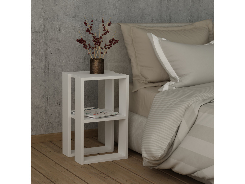 Mesa de cabeceira de madeira "Lonie" 30 x 30 x 55 cm - Branco