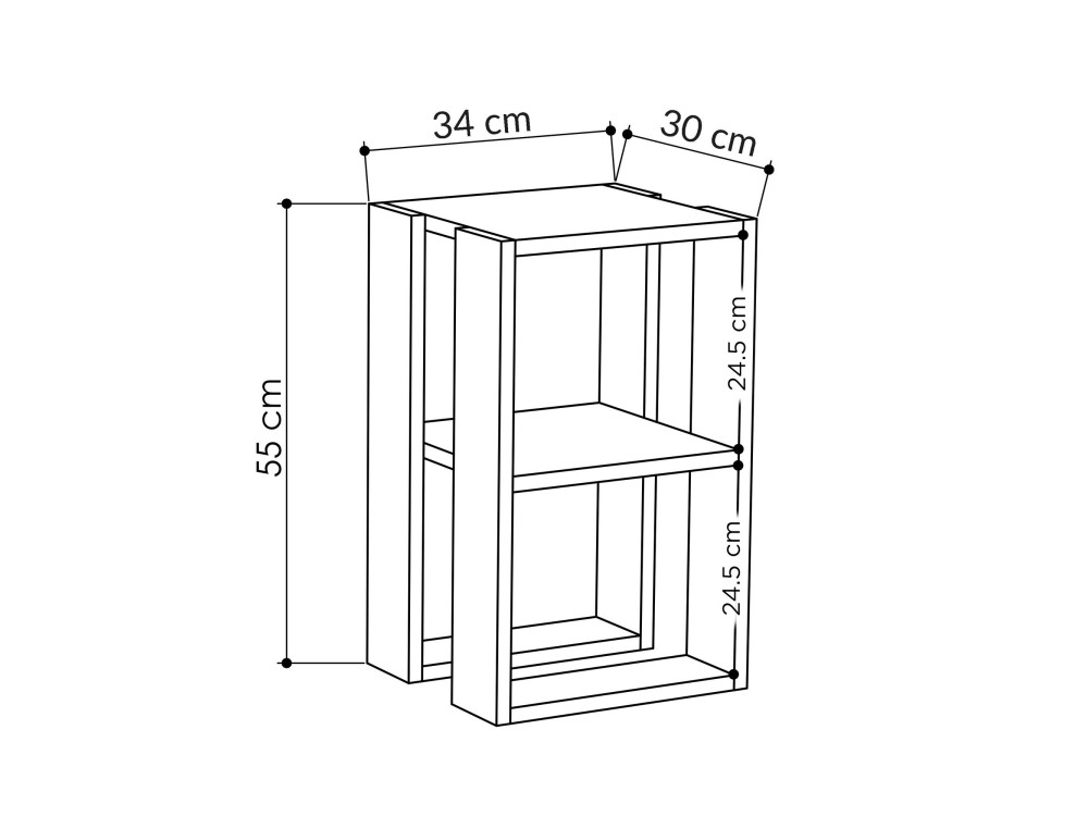 Mesa de cabeceira de madeira "Lonie" 30 x 30 x 55 cm - Branco