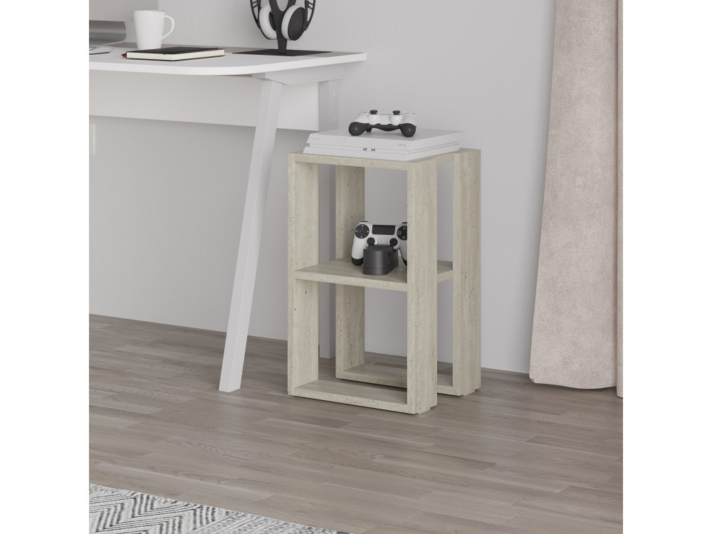 Mesa de cabeceira de madeira "Lonie" 30 x 30 x 55 cm - Travertino