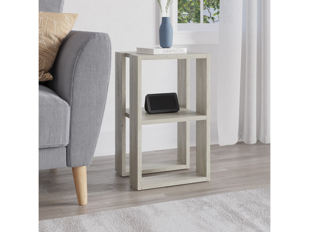 Mesa de cabeceira de madeira "Lonie" 30 x 30 x 55 cm - Travertino