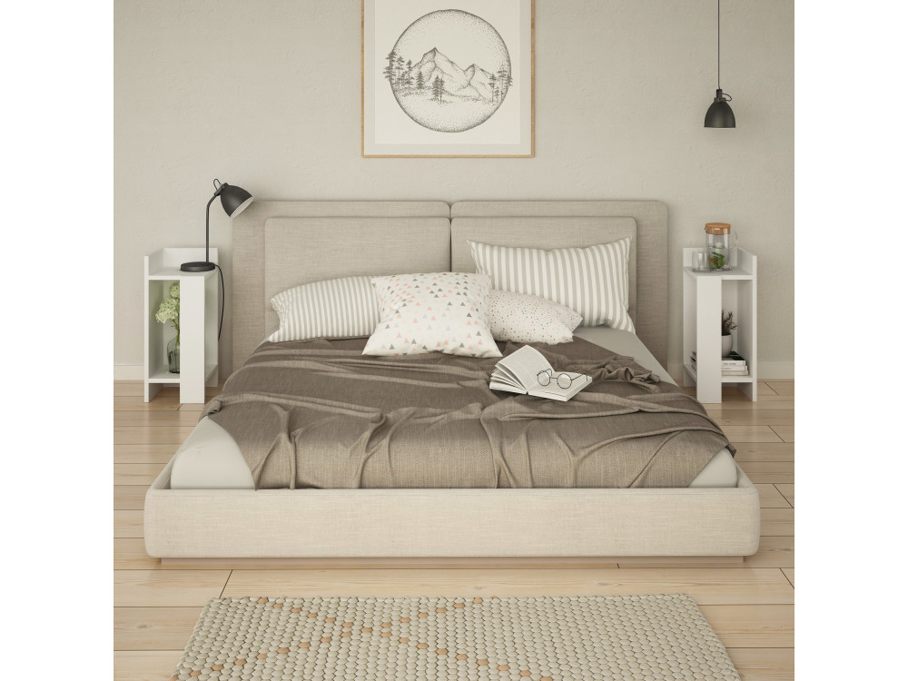 Conjunto de 2 mesas de cabeceira em madeira "Elos" - 25 x 27 x 60 cm - Branco