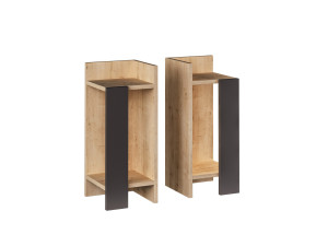 Conjunto de 2 mesas de cabeceira em madeira "Elos" - 25 x 27 x 60 cm - Castanho