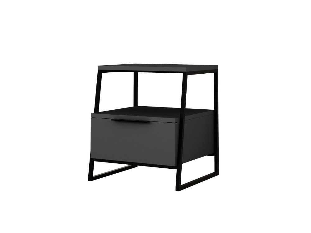 Mesa de cabeceira de madeira "Pal" - 45 x 40 x 50 cm - Cinzento antracite