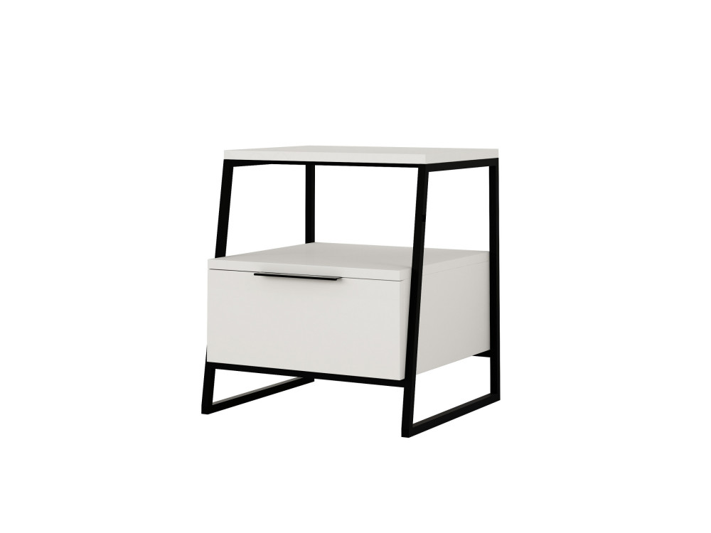 Mesa de cabeceira de madeira "Pal" - 45 x 40 x 50 cm - Branco