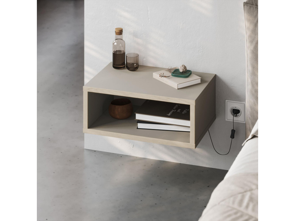 Mesa de cabeceira de madeira "Brik" com luz LED - 45 x 30 x 18 cm - Arenito