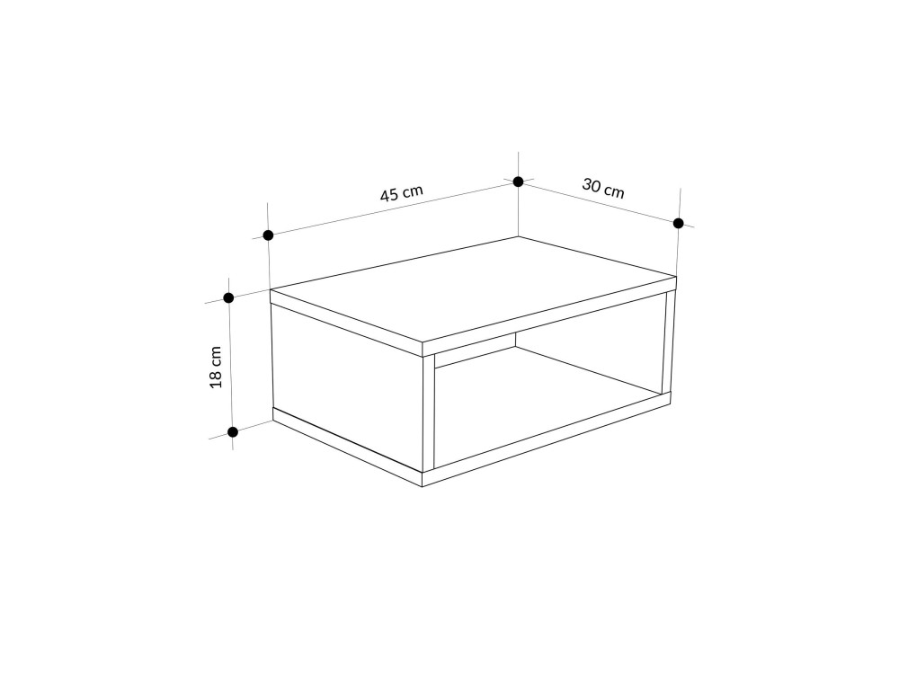 Mesa de cabeceira de madeira "Brik" com luz LED - 45 x 30 x 18 cm - Castanho