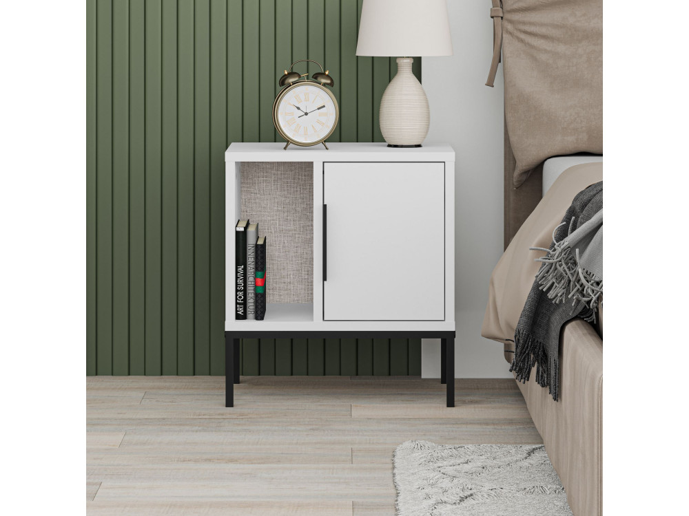 Mesa de cabeceira de madeira "Glynn" - 45 x 35 x 50 cm - Branco