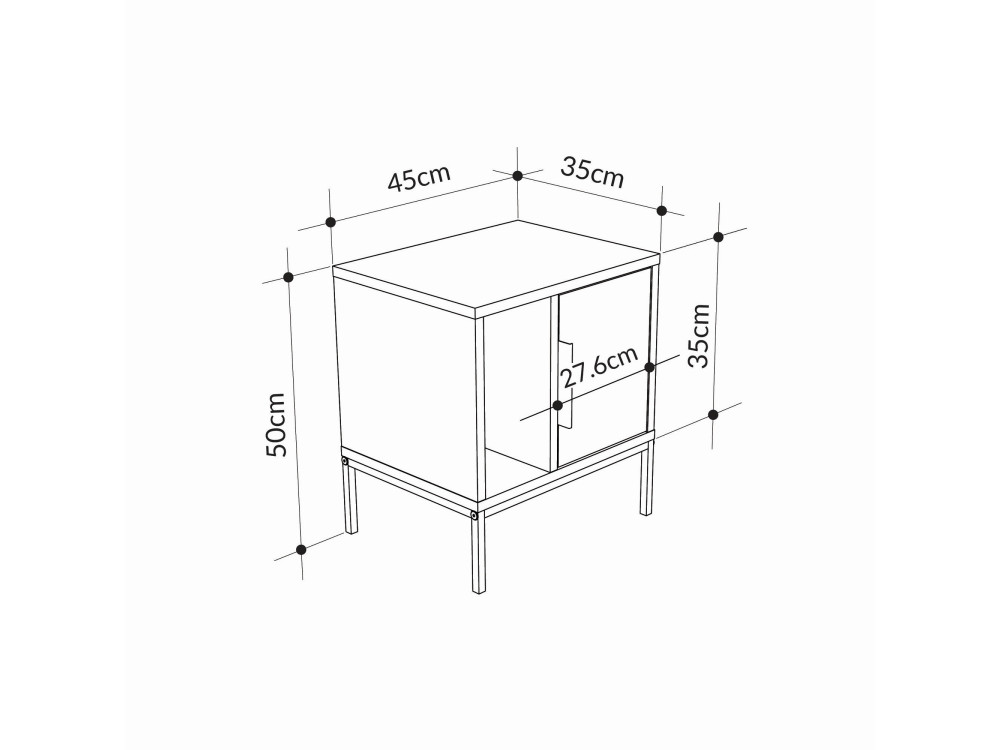 Mesa de cabeceira de madeira "Glynn" - 45 x 35 x 50 cm - Branco