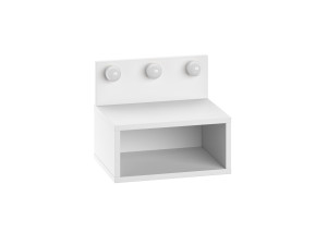 Mesa de cabeceira "Treo" com bolbo de madeira - 40 x 30 x 34 cm - Branco