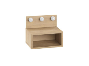 Mesa de cabeceira "Treo" com bolbo de madeira - 40 x 30 x 34 cm - Bege