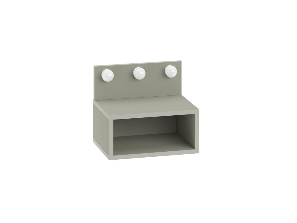Mesa de cabeceira "Treo" com bolbo de madeira - 40 x 30 x 34 cm - Cinzento