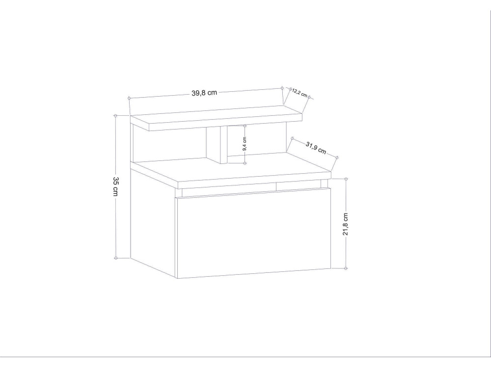 Mesa de cabeceira de parede em madeira "Alice" - 40 x 32 x 35 cm - Branco
