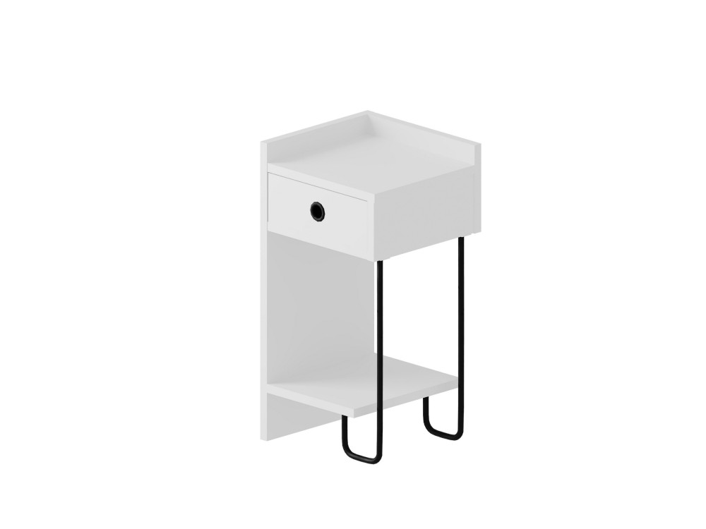 Mesa de cabeceira de madeira "Sirius" - 32 x 30 x 61 cm - Branco