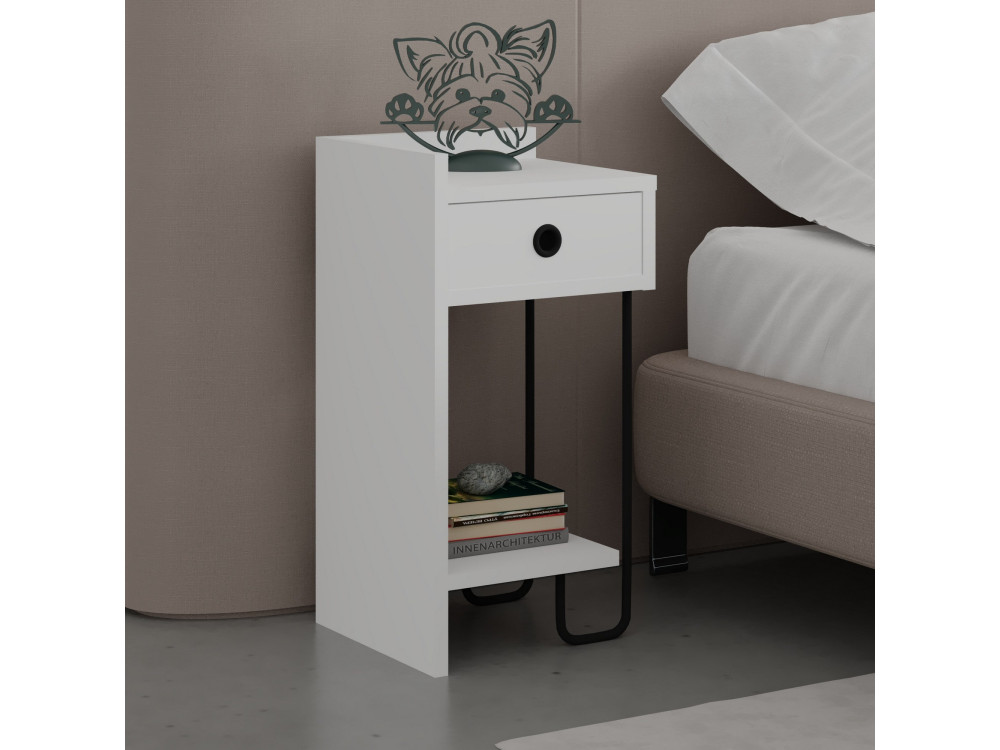 Mesa de cabeceira de madeira "Sirius" - 32 x 30 x 61 cm - Branco